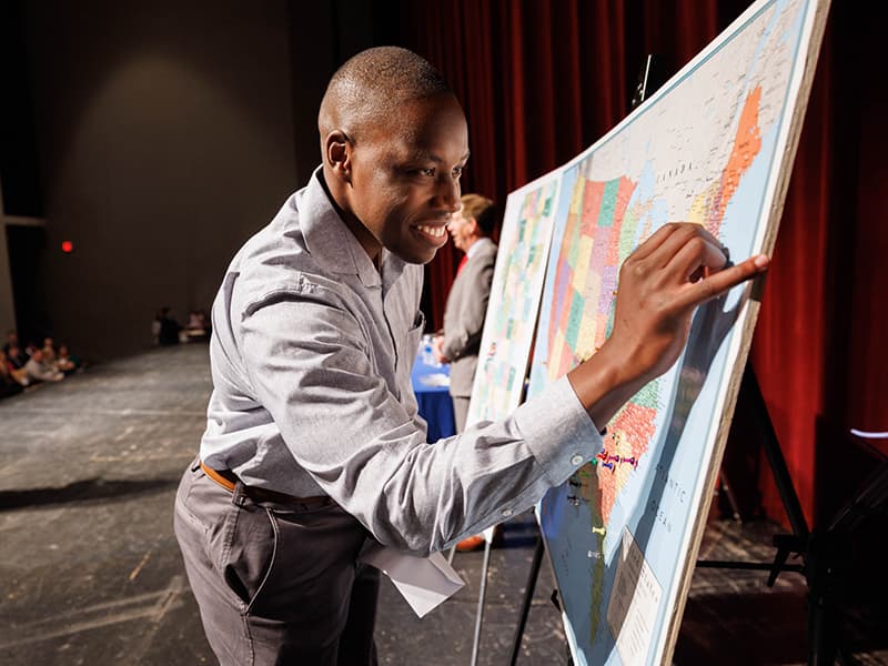 On a U.S. map, Rodney Kipchumba sticks a pin in the approximate vicinity of Boston, Massachusetts, where he matched in anesthesiology at Brigham & Women's Hospital.
